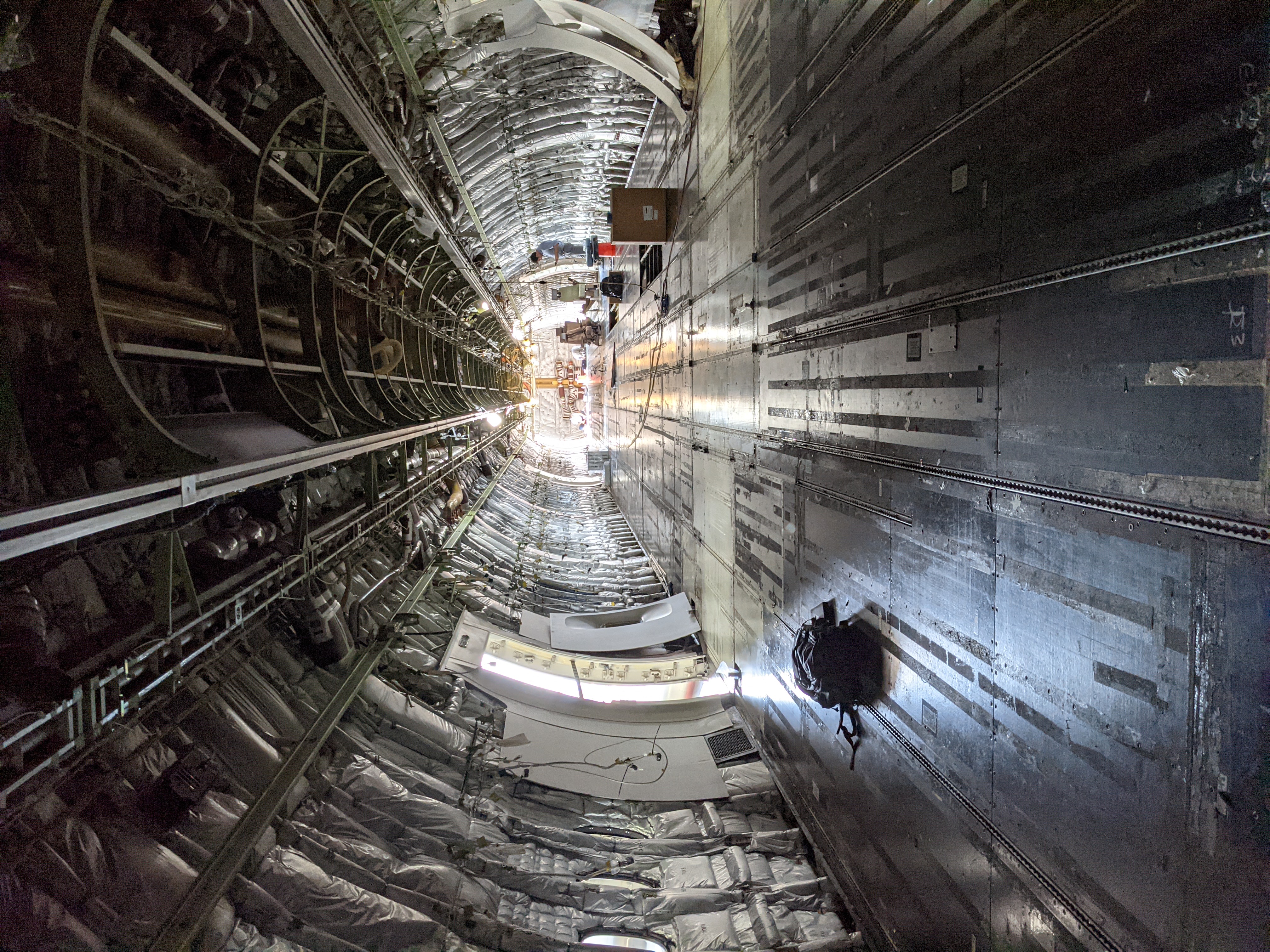 Aircraft cargo bay being loaded